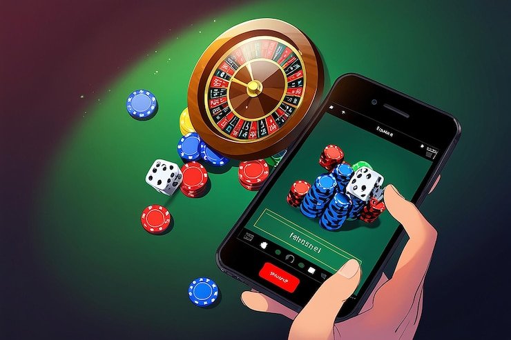 Hood vs Wolf slot game interface on mobile phone showing reels, bet controls, and balance display